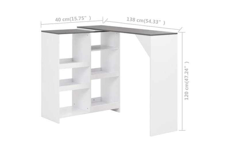 Barbord med flyttbar hylla vit 138x39x110 cm - Vit - Möbler - Matplats - Barmöbler - Barbord