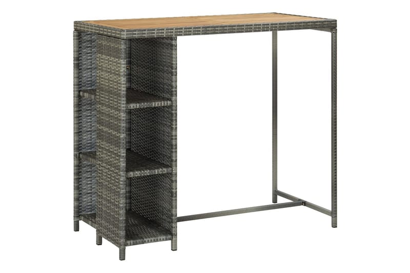 Barbord med förvaringshyllor grå 120x60x110 cm konstrotting - Grå - Möbler - Matplats - Barmöbler - Barbord