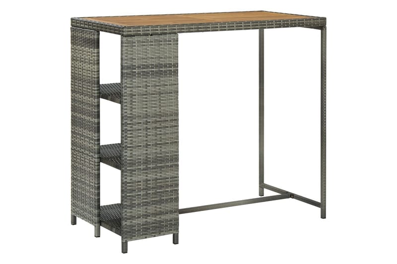 Barbord med förvaringshyllor grå 120x60x110 cm konstrotting - Grå - Möbler - Matplats - Barmöbler - Barbord