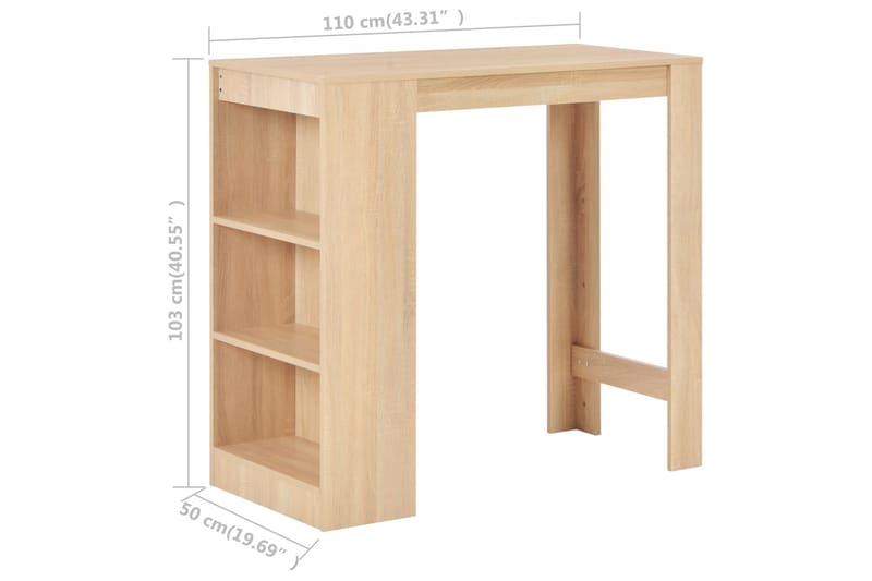 Barbord med hylla ek 110x50x103 cm - Brun - Möbler - Matplats - Barmöbler - Barbord