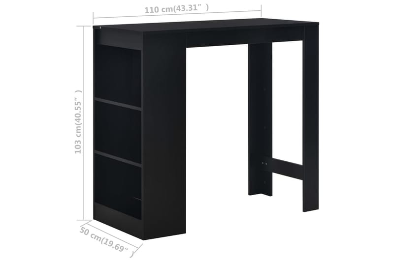 Barbord med hylla svart 110x50x103 cm - Svart - Möbler - Matplats - Barmöbler - Barbord
