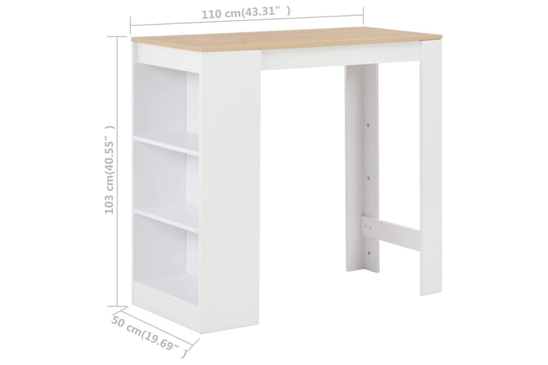Barbord med hylla vit 110x50x103 cm - Vit - Möbler - Matplats - Barmöbler - Barbord