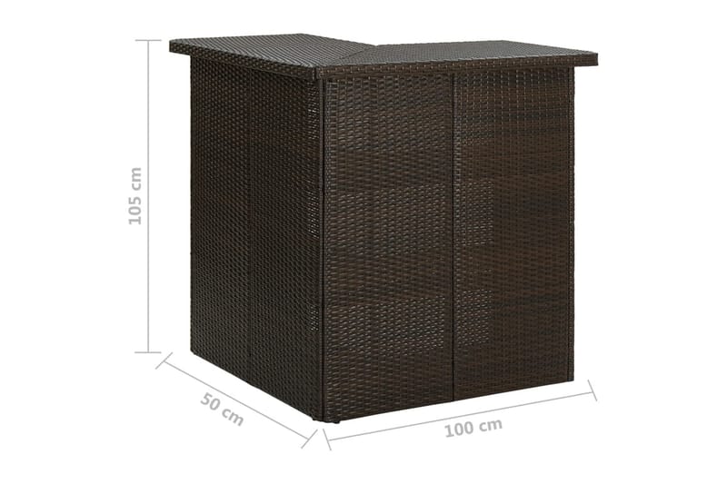 Hörnbar brun 100x50x105 cm konstrotting - Brun - Barbord - Bord