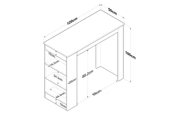 Iwao Barbord 50x120 cm Brun/Vit - Hanah Home - Möbler - Matplats - Barmöbler - Barbord