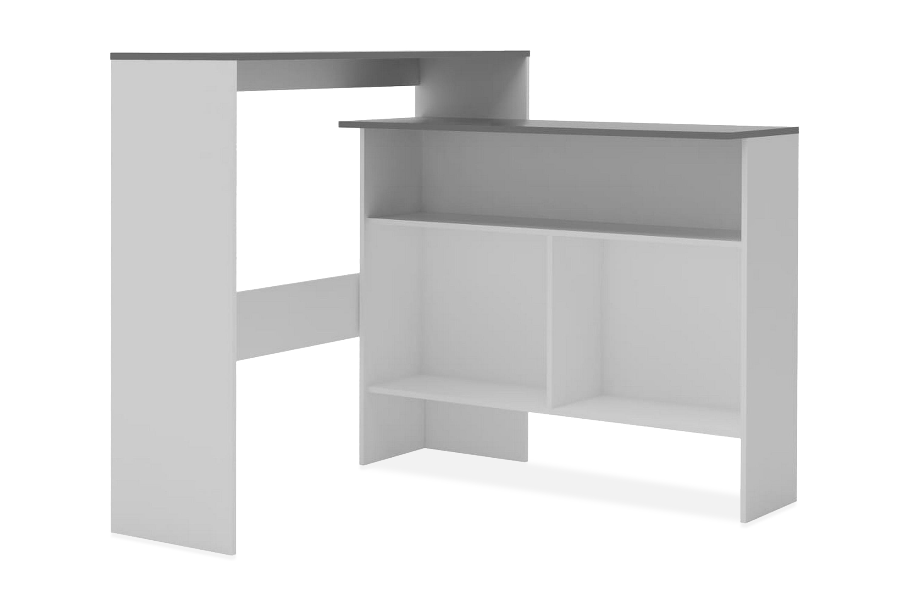 Barbord med 2 bordsskivor vit och grå 130x40x120 cm – Vit