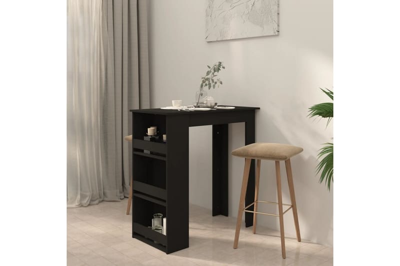 Barbord med förvaringshyllor svart 102x50x103,5 cm spånskiva - Svart - Möbler - Matplats - Barmöbler - Barbord