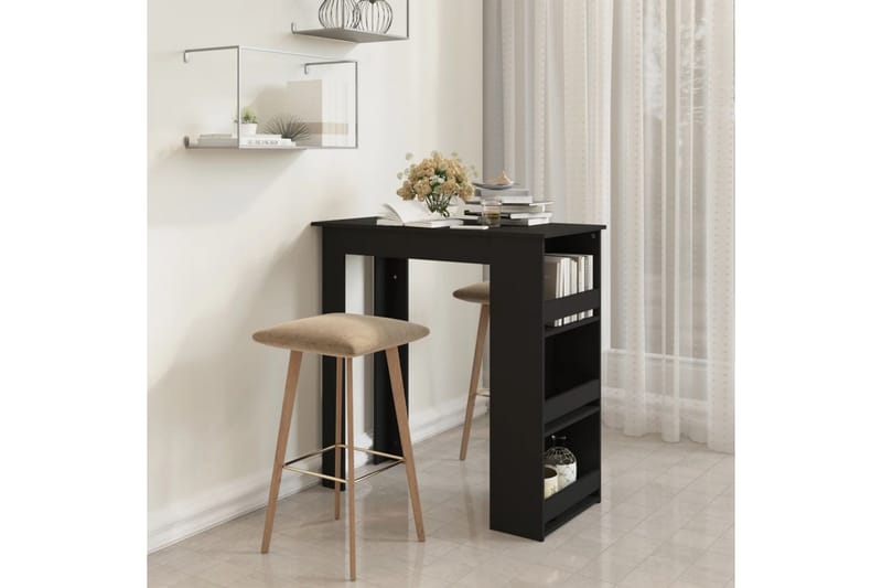 Barbord med förvaringshyllor svart 102x50x103,5 cm spånskiva - Svart - Möbler - Matplats - Barmöbler - Barbord