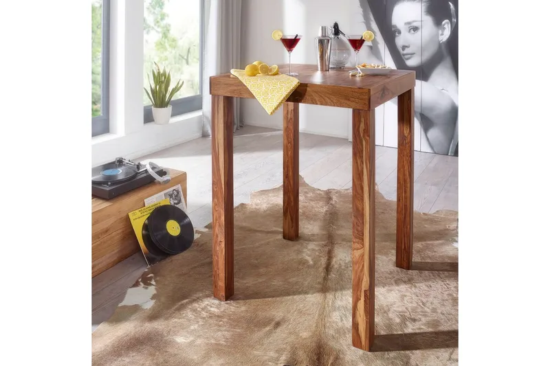 Barbord Wohnling Stabilt Massivt Trä Sheesham 80 x 80 x 110 cm - Möbler - Matplats - Barmöbler - Barbord