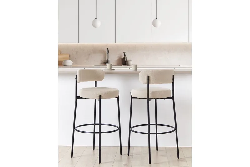 Barstol Allison set om 2 Beige-Svart - Beige-Svart - Möbler - Matplats - Barmöbler - Barstolar