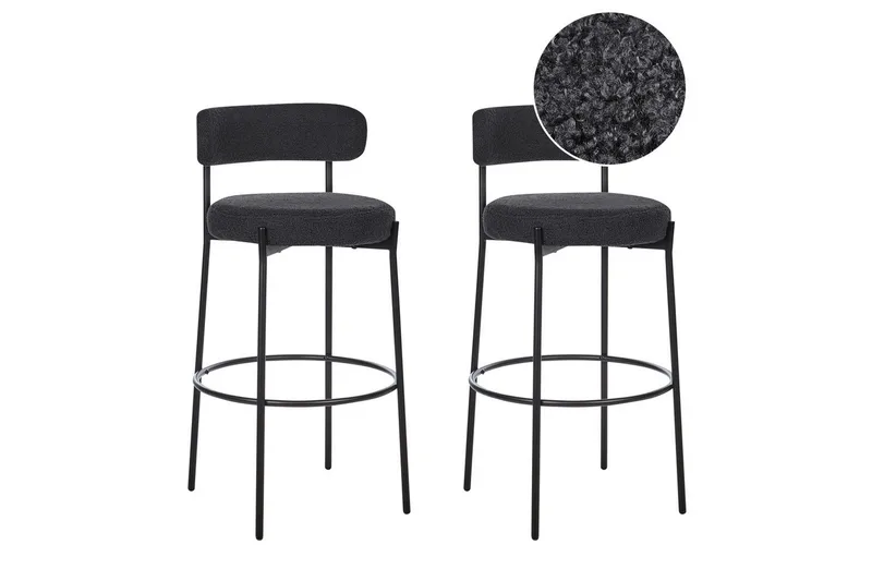 Barstol Allison set om 2 Svart, Svart