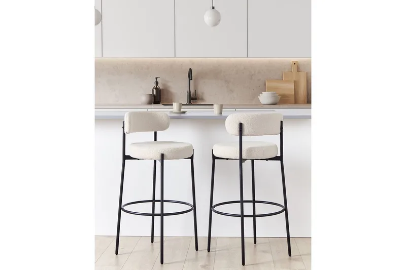 Barstol Allison set om 2 Vit-Svart - Vit-Svart - Möbler - Matplats - Barmöbler - Barstolar