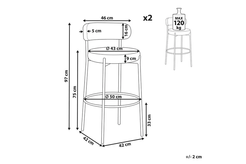 Barstol Allison set om 2 Vit-Svart - Vit-Svart - Möbler - Matplats - Barmöbler - Barstolar