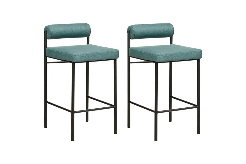 Barstol Amaya set om 2 Blågrön-Svart, Polyester - Blågrön-Svart, Polyester - Möbler - Matplats - Barmöbler - Barstolar