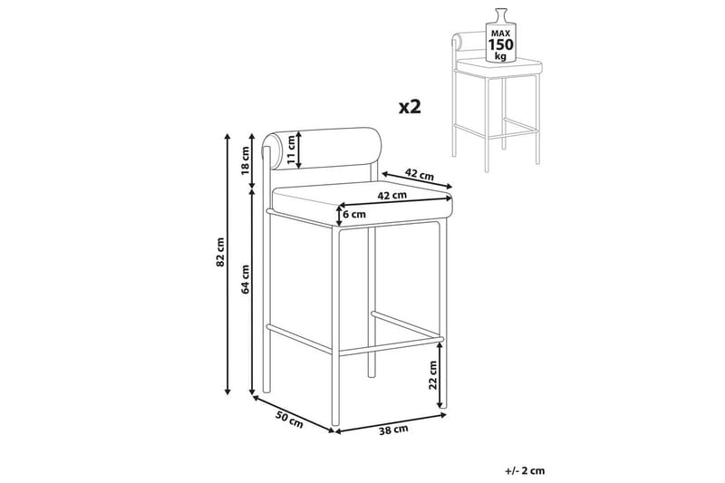 Barstol Amaya set om 2 Vit-Svart, Bouclé - Vit-Svart, Bouclé - Möbler - Matplats - Barmöbler - Barstolar