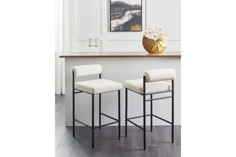 Barstol Amaya set om 2 Vit-Svart, Bouclé - Vit-Svart, Bouclé - Möbler - Matplats - Barmöbler - Barstolar