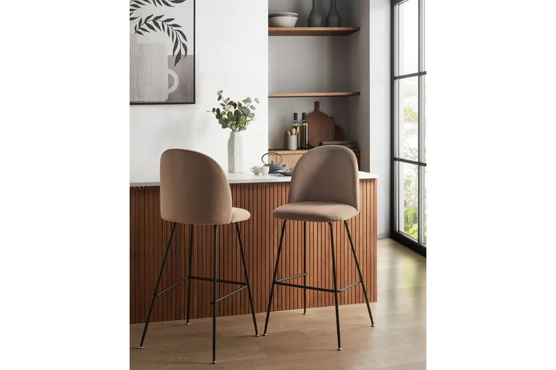 Barstol Arcola set om 2 Beige-Svart - Beige-Svart - Möbler - Matplats - Barmöbler - Barstolar