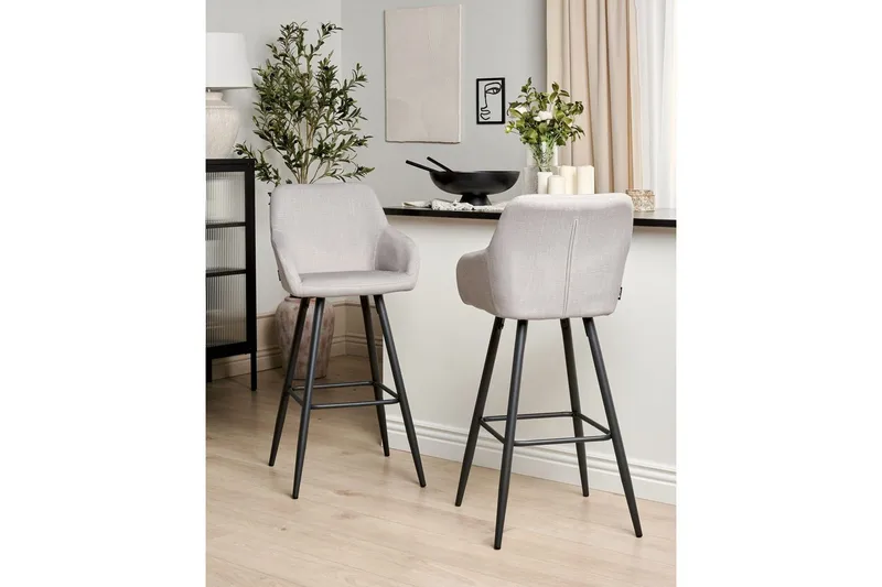 Barstol Casmalia set om 2 Beige-Svart - Beige-Svart - Möbler - Matplats - Barmöbler - Barstolar