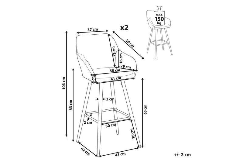 Barstol Casmalia set om 2 Vit-Svart - Vit-Svart - Möbler - Matplats - Barmöbler - Barstolar