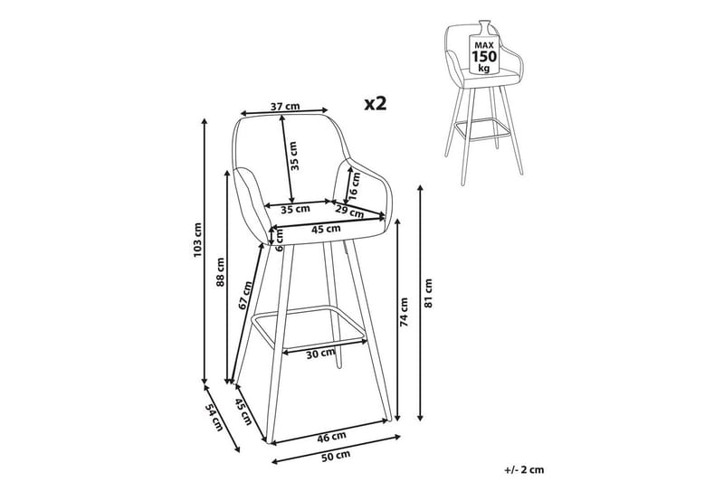 Barstol Casmalia set om 2 Vit/Svart - Vit/Svart - Möbler - Matplats - Barmöbler - Barstolar