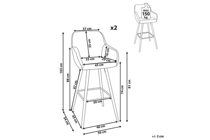 Barstol Darien set om 2 Grön-Svart - Grön-Svart - Möbler - Matplats - Barmöbler - Barstolar
