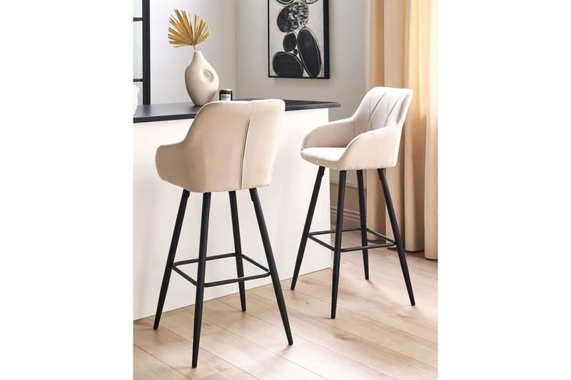Barstol Darien set om 2 Ljusbeige-Svart - Ljusbeige-Svart - Möbler - Matplats - Barmöbler - Barstolar