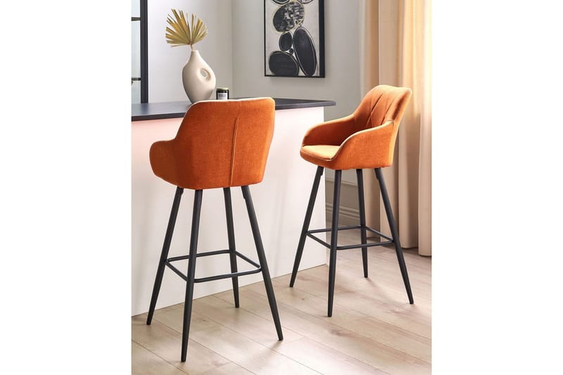 Barstol Darien set om 2 Orange-Svart - Orange-Svart - Möbler - Matplats - Barmöbler - Barstolar