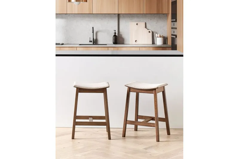 Barstol Dixon set om 2 Beige-Mörkt Trä - Beige-Mörkt Trä - Möbler - Matplats - Barmöbler - Barstolar