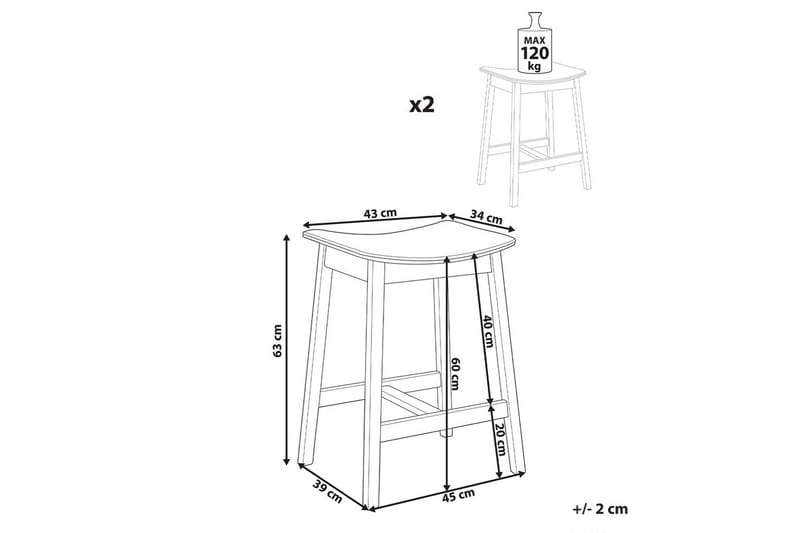 Barstol Dixon set om 2 Grå-Ljust Trä - Grå-Ljust Trä - Möbler - Matplats - Barmöbler - Barstolar