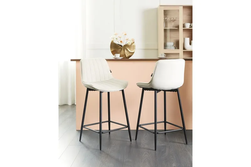 Barstol Dubrovnik set om 2 Beige-Svart - Beige-Svart - Möbler - Matplats - Barmöbler - Barstolar