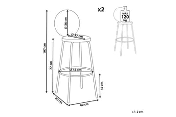 Barstol Emery set om 2 Ljusgrön-Svart - Ljusgrön-Svart - Möbler - Matplats - Barmöbler - Barstolar