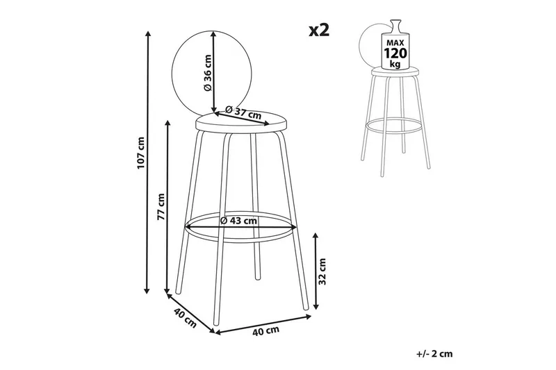 Barstol Emery set om 2 Svart - Svart - Möbler - Matplats - Barmöbler - Barstolar