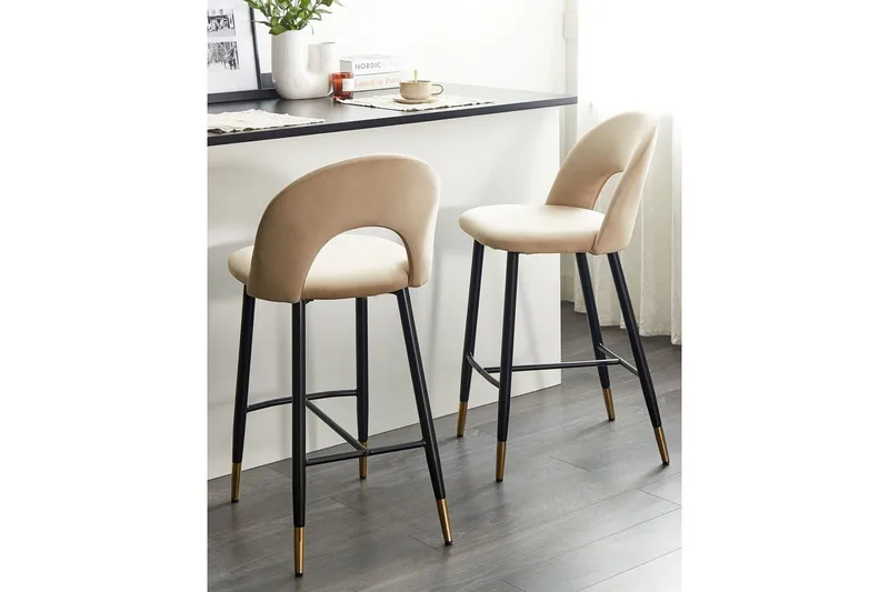 Barstol Falton set om 2 Beige-Svart-Guld - Beige-Svart-Guld - Möbler - Matplats - Barmöbler - Barstolar