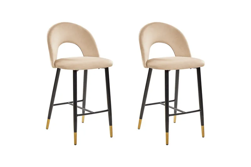 Barstol Falton set om 2 Beige-Svart-Guld - Beige-Svart-Guld - Möbler - Matplats - Barmöbler - Barstolar