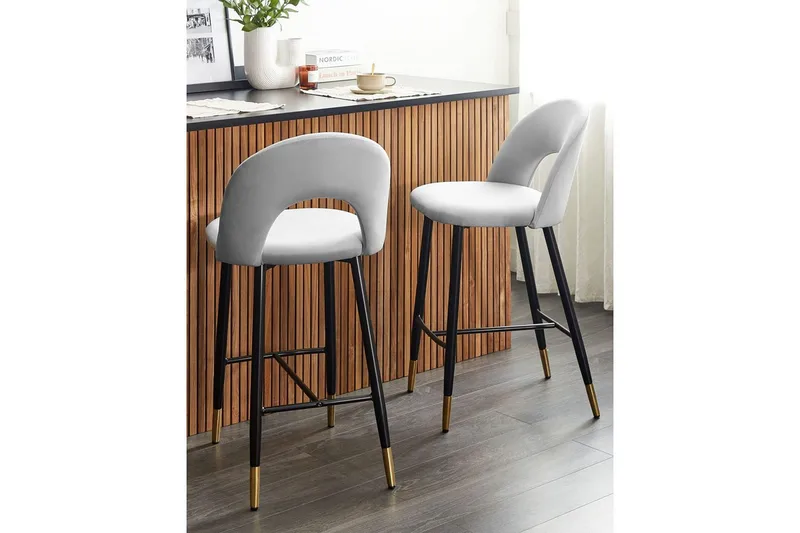 Barstol Falton set om 2 Grå-Svart-Guld - Grå-Svart-Guld - Möbler - Matplats - Barmöbler - Barstolar