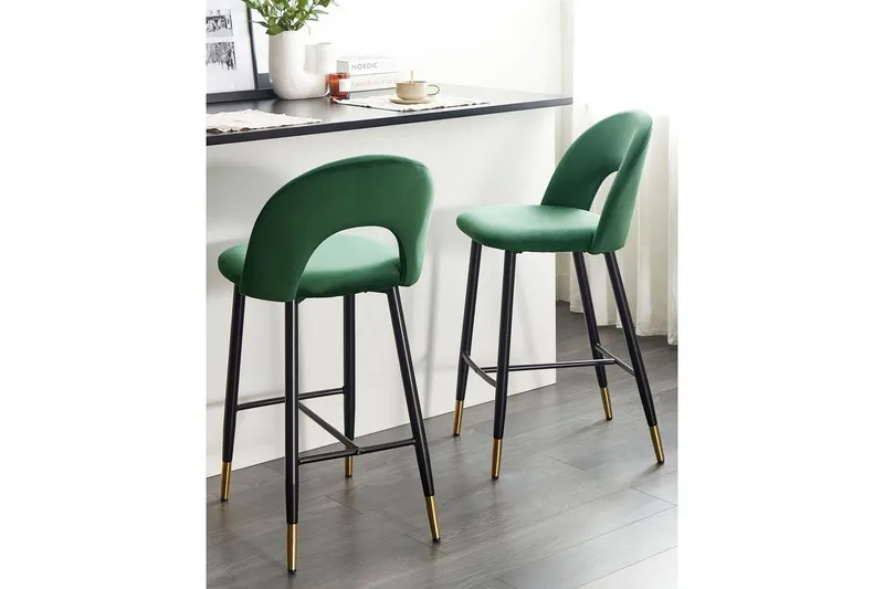 Barstol Falton set om 2 Grön-Svart-Guld - Grön-Svart-Guld - Möbler - Matplats - Barmöbler - Barstolar
