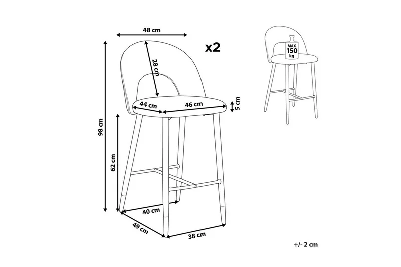 Barstol Falton set om 2 Svart-Guld - Svart-Guld - Möbler - Matplats - Barmöbler - Barstolar