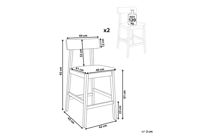 Barstol Isanti set om 2 Ljus Trä-Beige - Ljus Trä-Beige - Möbler - Matplats - Barmöbler - Barstolar