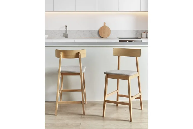 Barstol Isanti set om 2 Ljus Trä-Beige - Ljus Trä-Beige - Möbler - Matplats - Barmöbler - Barstolar