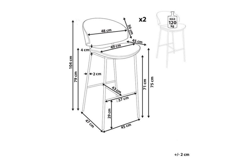 Barstol Kiana set om 2 Beige-Svart - Beige-Svart - Möbler - Matplats - Barmöbler - Barstolar
