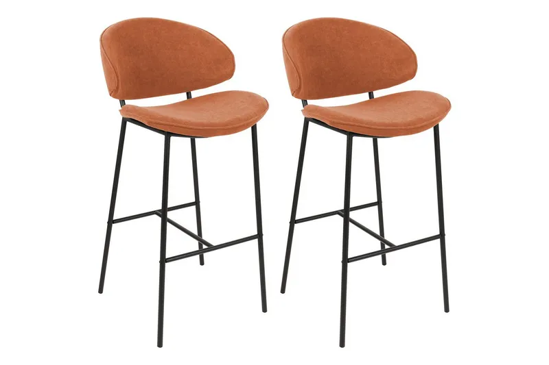Barstol Kiana set om 2 Orange-Svart - Orange-Svart - Möbler - Matplats - Barmöbler - Barstolar
