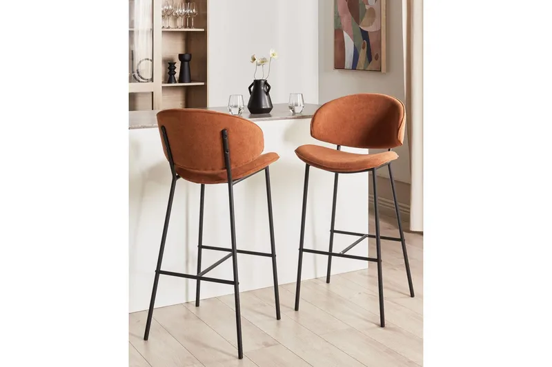 Barstol Kiana set om 2 Orange-Svart - Orange-Svart - Möbler - Matplats - Barmöbler - Barstolar