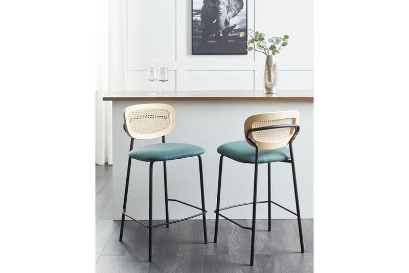 Barstol Mayetta set om 2 Natur-Blå-Svart - Natur-Blå-Svart - Möbler - Matplats - Barmöbler - Barstolar