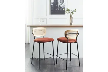 Barstol Mayetta set om 2 Natur-Orange-Svart - Natur-Orange-Svart - Möbler - Matplats - Barmöbler - Barstolar