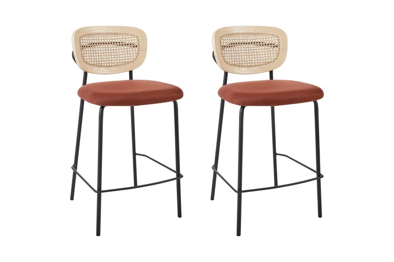 Barstol Mayetta set om 2 Natur-Orange-Svart - Natur-Orange-Svart - Möbler - Matplats - Barmöbler - Barstolar