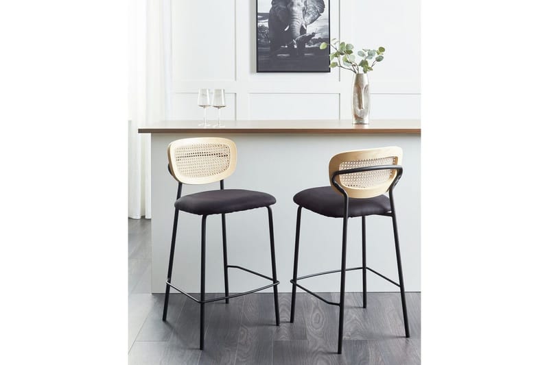 Barstol Mayetta set om 2 Natur-Svart - Natur-Svart - Möbler - Matplats - Barmöbler - Barstolar