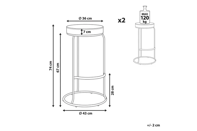 Barstol Milroy set om 2 Grå-Svart - Grå-Svart - Möbler - Matplats - Barmöbler - Barstolar