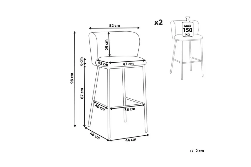 Barstol Mina set om 2 Bouclé - Möbler - Matplats - Barmöbler - Barstolar