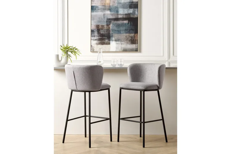 Barstol Mina set om 2 Grå-Svart - Grå-Svart - Möbler - Matplats - Barmöbler - Barstolar