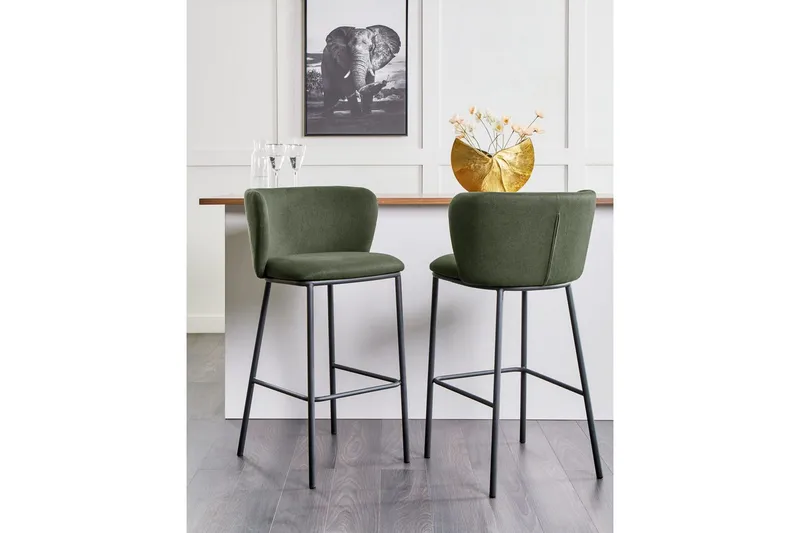Barstol Mina set om 2 Grön-Svart - Grön-Svart - Möbler - Matplats - Barmöbler - Barstolar
