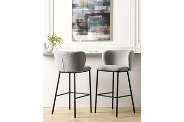 Barstol Mina set om 2 Ljusgrå-Svart - Ljusgrå-Svart - Möbler - Matplats - Barmöbler - Barstolar